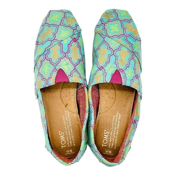 TOMS Women’s Sz 6 Aqua Moroccan Classic Alpargata Slip On Shoes - Picture 5 of 10